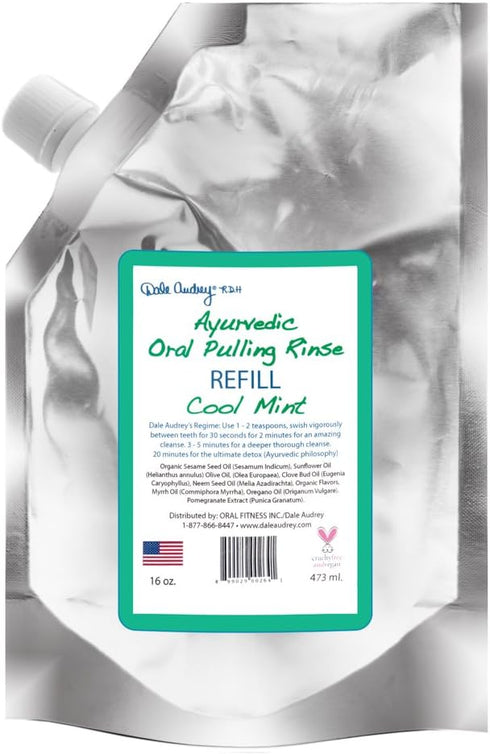 Natural Oil Pulling for Teeth and Gums | Organic Mint Flavored Mouthwash for Bad Breath | 16oz Cobalt Glass Bottle