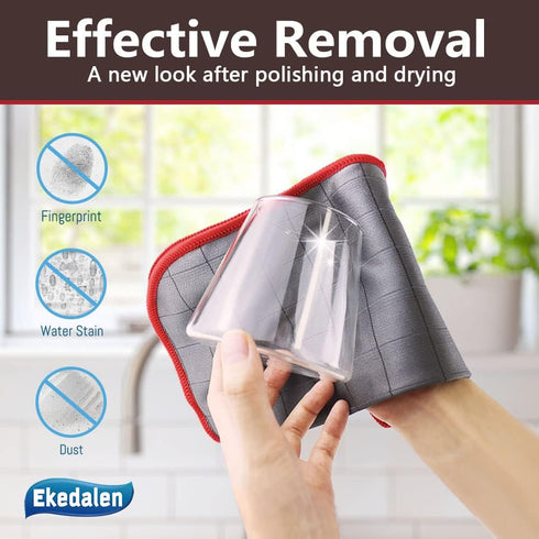 Carbon Cloth Lint Free Glass Cleaning Cloth Window Polishing Streak Free Microfiber Miracle Easy Clean Rag Reusable for Mirror Kitchen Dish Auto Detailing, Pack of 6, 16"x12", 400GSM