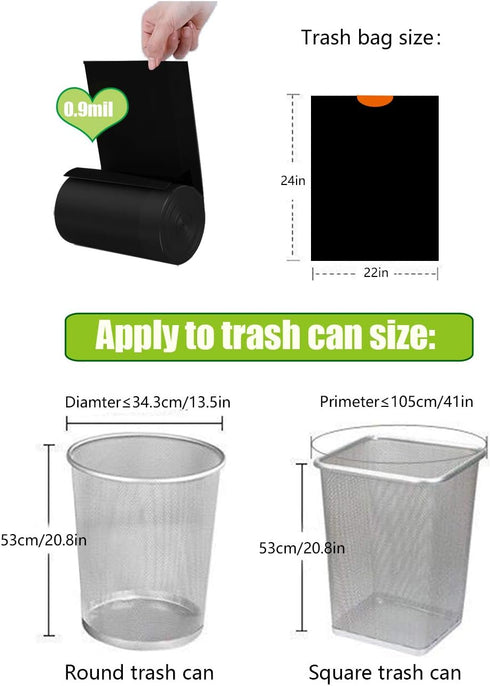 8 Gallon Black Drawstring Trash Bag, 0.9 Mil, 90 Counts