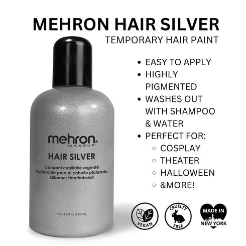 Mehron Makeup Hair White, Washable Temporary Hair Dye for Theatre, Cosplay, & Halloween, 1 fl oz (30ml)