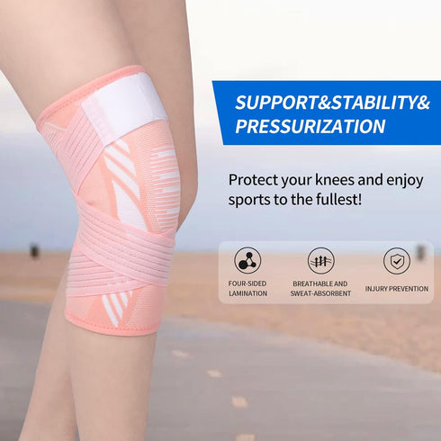 Knee Brace for Women & Men, Compression Sleeve with Strap for Joint Pain Relief, Arthritis, Sports, Pink, X-Large