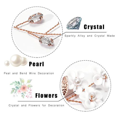 Jakawin Bride Flower Wedding Hair Vine - Crystal Hair Piece, Pearl Bridal Headpiece, Leaf Hair Accessories for Women