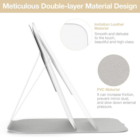 Kintion Travel Makeup Mirror, 8"*5.4" Portable LED Lighted Mirror with 360° Rotation, Touch Screen, Dimmable Lighting