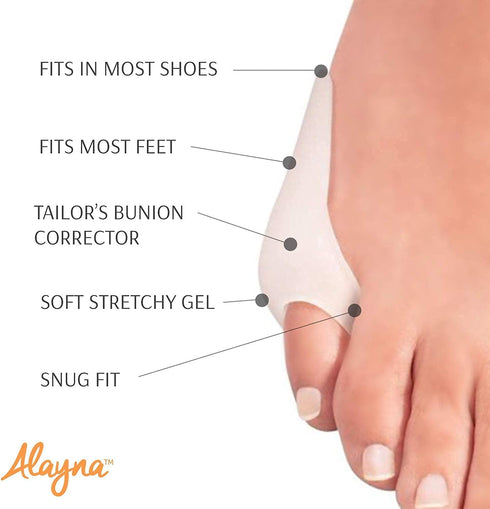 Tailors Bunion Corrector - Soft Silicone Bunionette Splint Gel Guard for Pain Relief, Protects Pinky Toe by Alayna (1