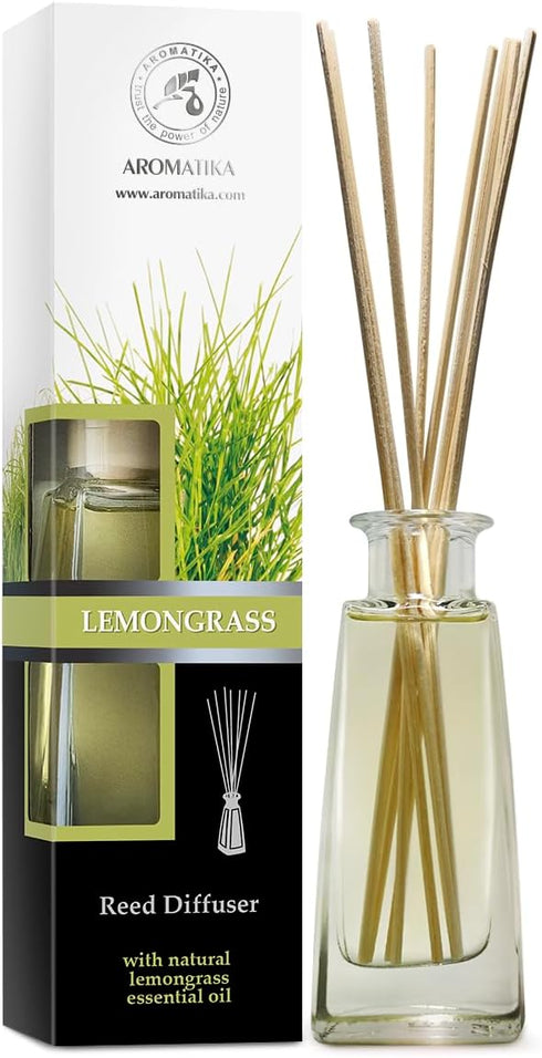 Lemongrass Diffuser with 3.4 Fl Oz Lemongrass Oil, Scented Reed Diffuser Gift Set for Aromatherapy, 0% Alcohol
