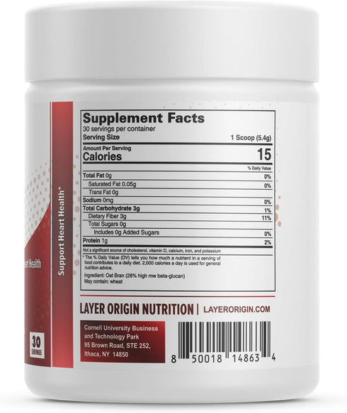 Layer Origin BranPure Heart Fiber, Super Concentrated Oat Bran - Reduce LDL-C and Forever Chemicals Like PFAS