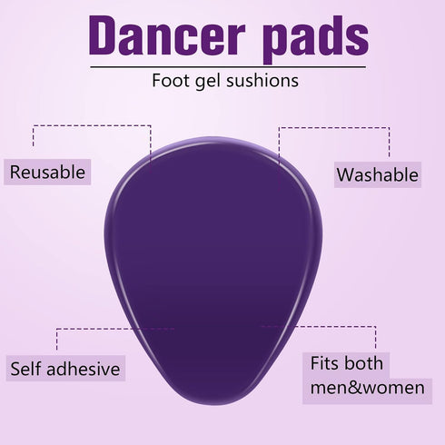8 Pieces Gel Ball of Foot Cushions, Clear Metatarsal Pads for Foot Pain Relief with 1 Wood Box Storage (Purple)