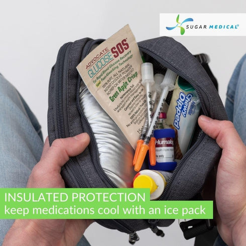 Sugar Medical Insulated Diabetes Supply Bag Glucose Meter Case & Diabetic Organizer | Crossbody or Belt Bag