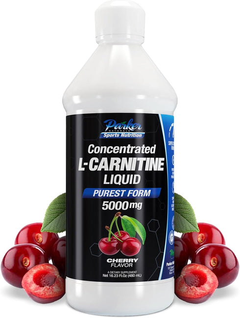 Concentrated L-Carnitine Liquid, 5000mg All Natural Cherry Flavored Supplement, Liquid with Vitamin V5, 16.23 Fl. Oz