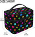 Travel Cosmetic Bag for Women, Colorful Dog Paw Print Toiletry Makeup Pouch Organizer Storage Tote Case