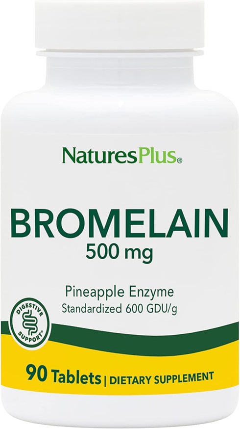 Natures Plus Bromelain - 500 mg, 90 Vegetarian Tablets - Natural Proteolytic Enzyme Supplement, Gluten-Free