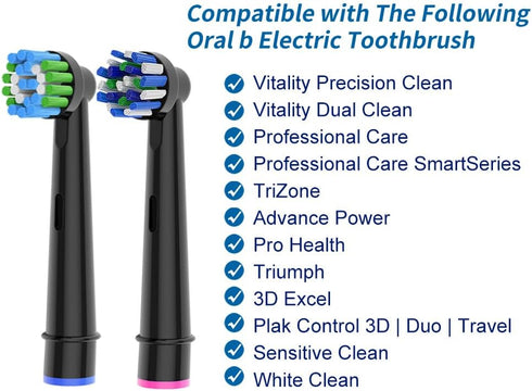 8pcs Black Replacement Heads for Oral B Electric Toothbrush, 4pcs Precision Clean & 4pcs Cross Clean Brush Heads