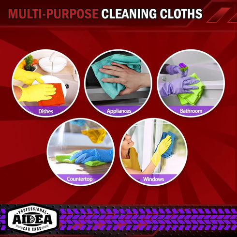 AIDEA Microfiber Cleaning Cloths, 150PK | Premium All-Purpose Car Cloth, Lint-Free, Absorbent Microfiber Cloth