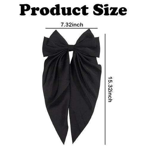 MHDGG 5Pcs Silky Satin Hair Bows - Oversized Long Tail Clips for Women in 5 Colors