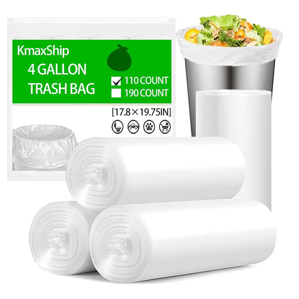 4 Gallon Small Trash Bags, 110 Count, White Trash Bag for Office Bedroom, Small Garbage Can Liners