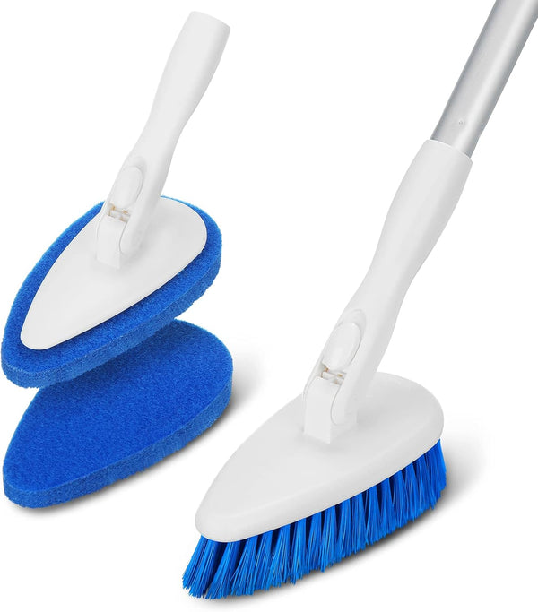 Qaestfy Shower Bathtub Tub and Tile Scrubber Brush with 51'' Adjustable Long Handle for Cleaning