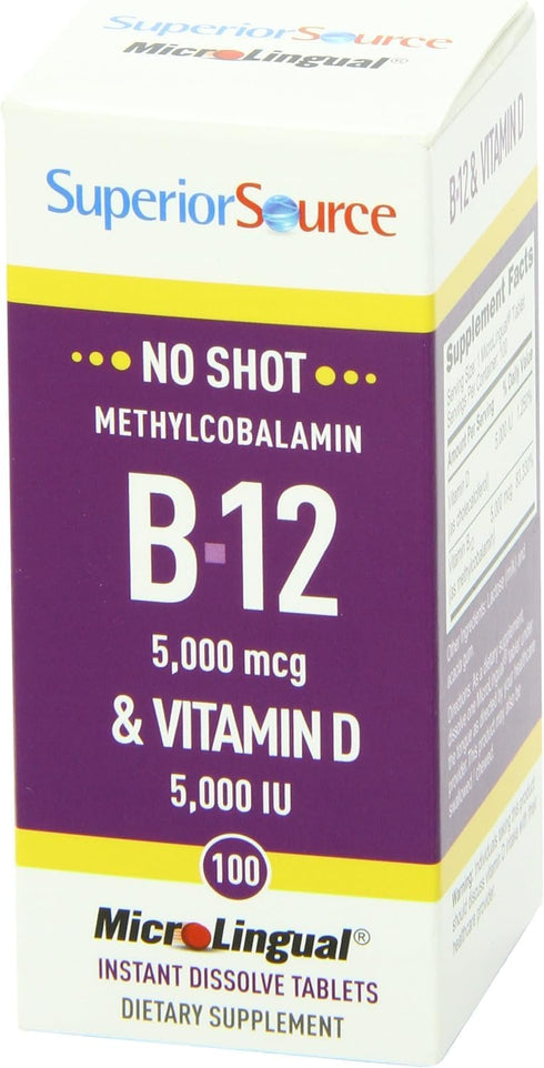 Superior Source Methyl B12 and Vitamin D3 5000 IU Multivitamins, 100 Count, 5000 mcg
