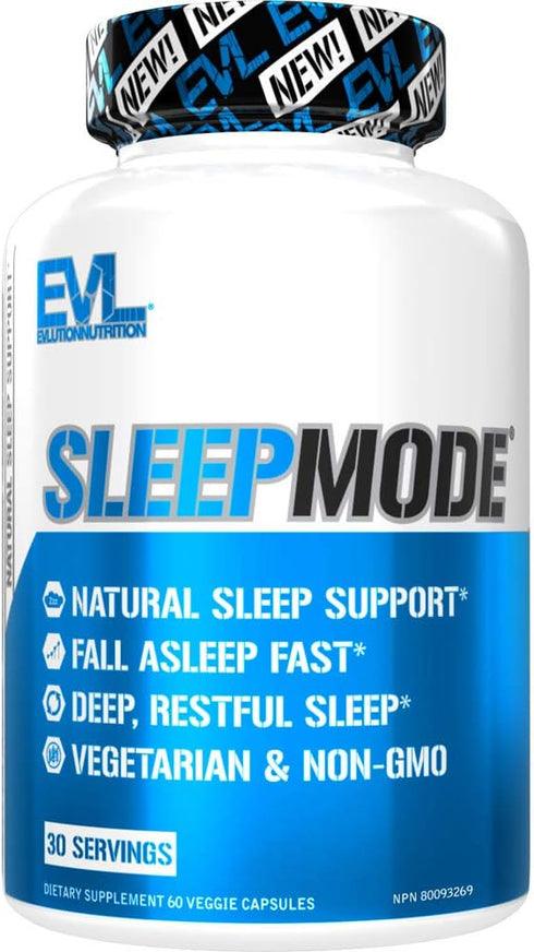 Evlution Nutrition Herbal Complex Sleep Supplements for Adults - 30 Servings of Gentle Sleep Support Capsules