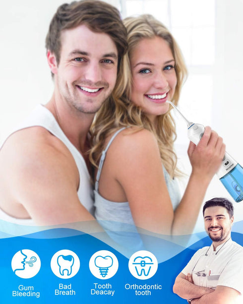 Nicefeel Cordless Water Flosser, 300ML, Portable USB Rechargeable Oral Irrigator, IPX7 Waterproof, 3 Modes, 4 Jet Tips,