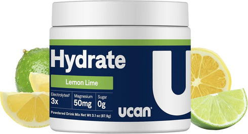 UCAN Hydrate Electrolyte Drink Mix, Lemon-Lime, 30 Servings, Sugar-Free, Keto-Friendly, Vegan