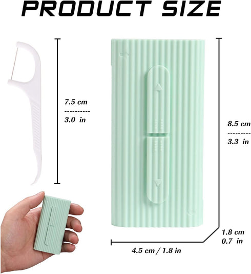 Dental Floss in Box, Portable Case with 10 Picks, Perfect Tool for Oral Care, Travel, Dinners, Dating (Green)