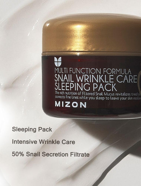 MIZON Snail Line Wrinkle Care Sleeping Pack, Nourishing & Firming Mask for Damaged Skin, 2.7 FL oz