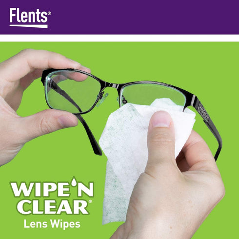 Flents Wipe'N Clear Lens Wipes, Anti Streak Fast Drying, White, 150 Count, Made in the USA