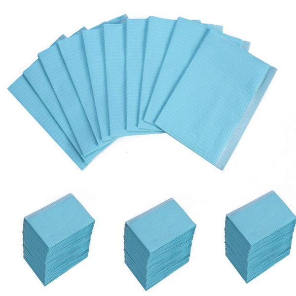 New Life Tattoo Disposable Bibs Sheets Cloths, 125pcs 13 X 18 inches Waterproof Tattoo Table Covers (Blue)