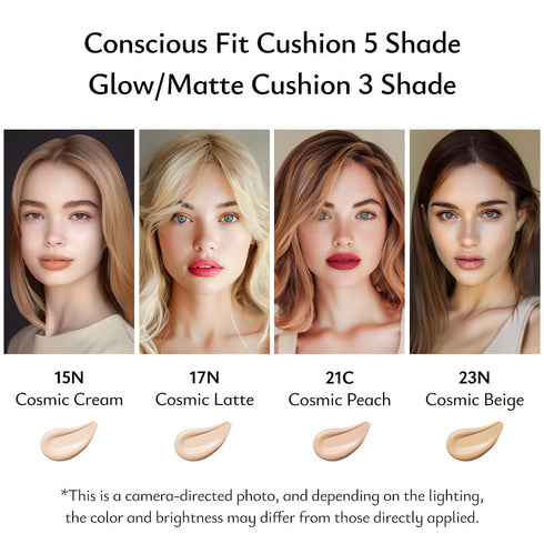 MOONSHOT KOREA Conscious Fit Cushion Foundation, Medium Coverage, Long-Lasting, Vegan & Cruelty-Free (15N Cosmic Cream)