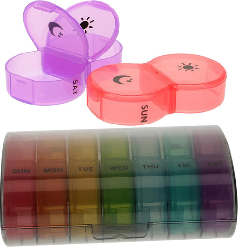Weekly Pill Organizer Box Portable Medicine Storage Dispenser with Tight Seal Lightweight