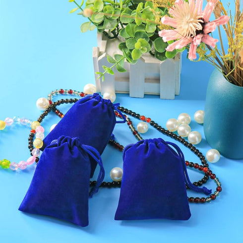 Shintop 10pcs Velvet Drawstring Bags - Wedding Gift Bags, Velvet Cloth Jewelry Pouches (Blue)