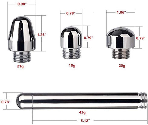Nozzle Shower Cleaner - 3 Heads Aluminum Cleansing Colonic Douche System (Silver)