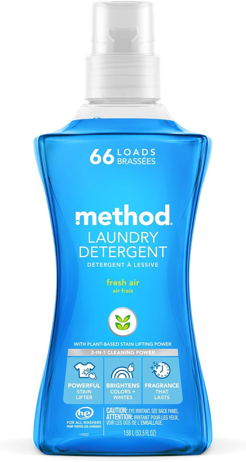 Method Liquid Laundry Detergent, Fresh Air, 66 Loads, Biodegradable, 53.5 Fl Oz (Pack of 1)