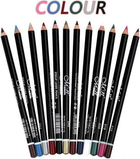 12Pcs Lot Set - 12 Colors Waterproof Eyeliner Pencil with Sharpener