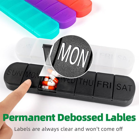 JUNIPLTER 2 1 7 PCS Weekly Pill Organiser Times a Day, Arthritis Friendly Travel Pill Case, BPA-Free Pill Box Day