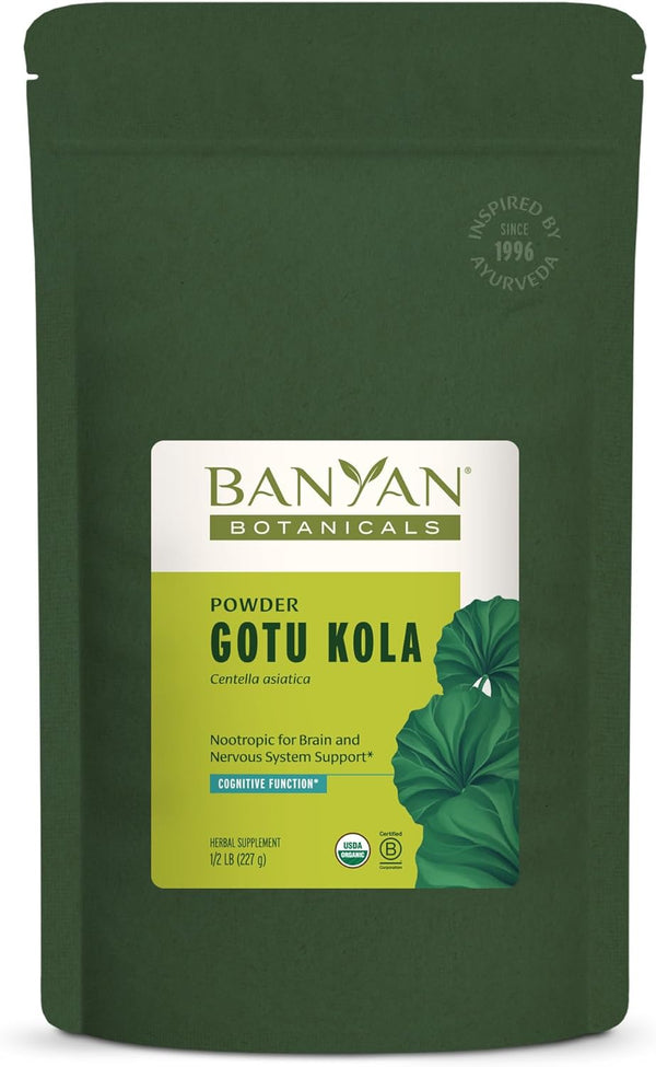 Banyan Botanicals Gotu Kola Powder, Organic Brahmi (Centella Asiatica), ½ lb, Vegan