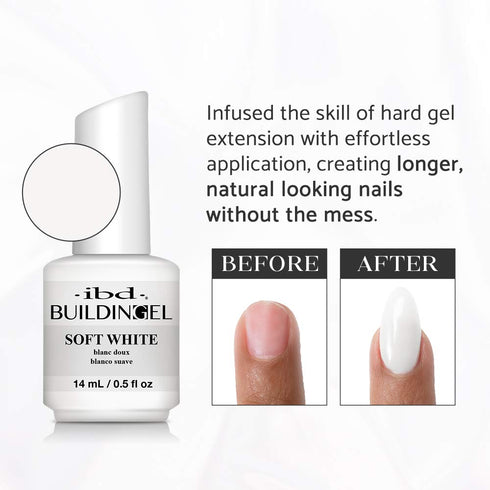 IBD Hard Gel Nail Extension, Soft White Building Gel, 0.5 oz