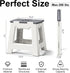 Kzeirm Waterproof,13" Foldable Shower Stool for Shaving Legs, Plastic Foot Rest Stools to Shave Leg, Folding Small
