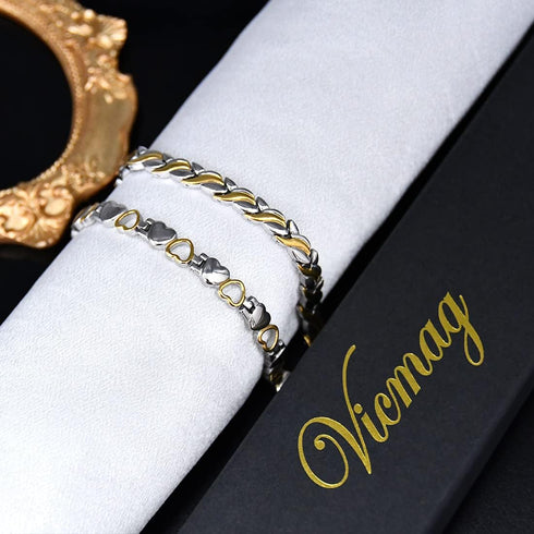 Vicmag Magnetic Bracelet for Women, Adjustable Titanium Steel Magnet Bracelet Gift