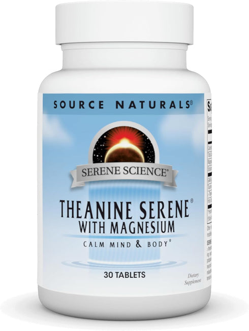 Source Naturals Theanine Serene, Calm Mind & Body*, Vegetarian Formula, with GABA, 30 Tablets