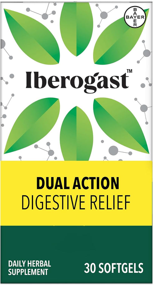 Iberogast Dual Action Digestive Relief, Daily Herbal Supplement for Gut Health, 30ct