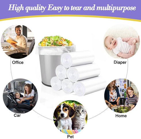 3 Gallon 80pcs+10pcs Small Clear Trash Bags - Strong Plastic Garbage Bags for Bathroom Trash Can Liners