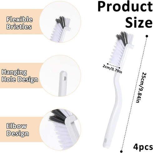 JJUNW 4Pcs (4) Kitchen Scrub Brush, Angle Cleaning Brush, Right Angle Scrub Brush for Sink Household Dish Pot Pan Edge