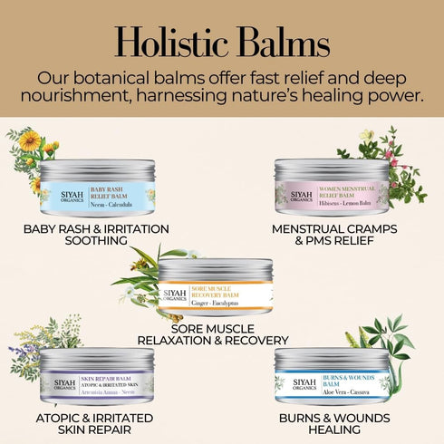 Siyah Organics 5oz Womens Menstrual Relief Balm with Hibiscus & Lemon Balm Comforting, Relaxing, and Soothing Body Balm