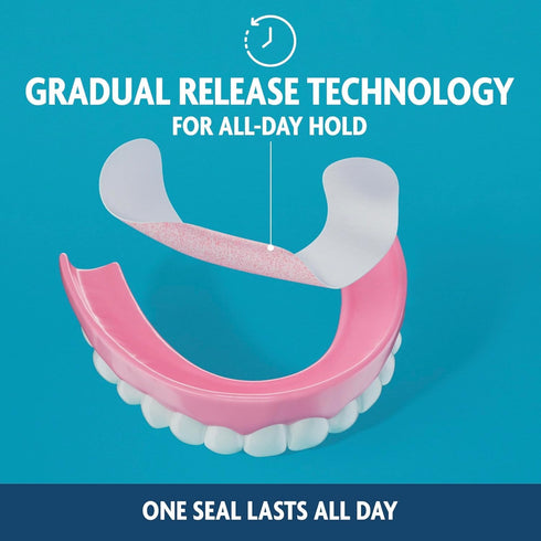 Sea-Bond Secure Denture Adhesive Seals, Fresh Mint Uppers, Zinc-Free, All-Day-Hold, 30 Count Pack of 4