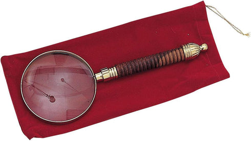 Solid Brass Magnifying Glass with Wood Handle & Felt Bag