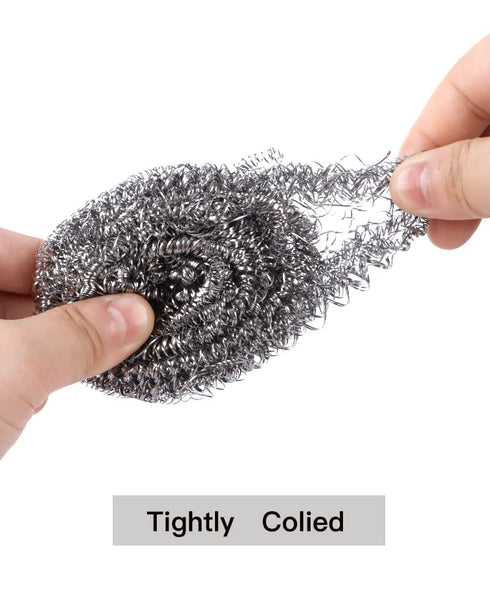 12Pcs Steel Wool Scrubber Pads for Cleaning Dishes, Pots, Ovens, Grills, Stainless Steel Scrubbers, 12 Pack