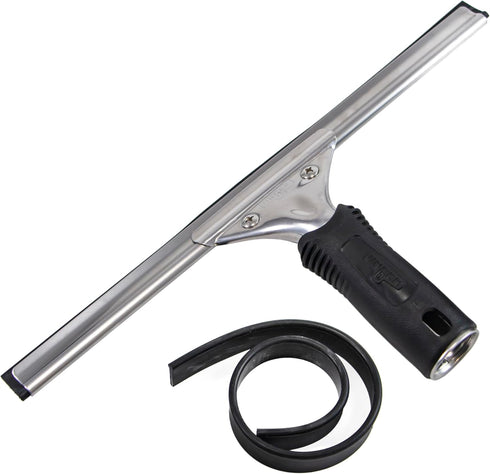 Unger Professional 12" Performance Window & Glass Cleaning Squeegee with Replacement Rubber - Heavy Duty Cleaning