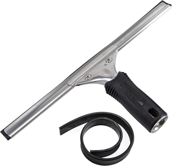 Unger Professional 12" Performance Window & Glass Cleaning Squeegee with Replacement Rubber - Heavy Duty Cleaning