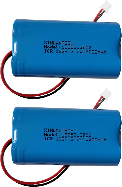 3.7v 5200mah Rechargeable Lithium Battery Pack with JST PH2.0-2Pin Plug for Bluetooth Speaker, Solar Light, Outdoor